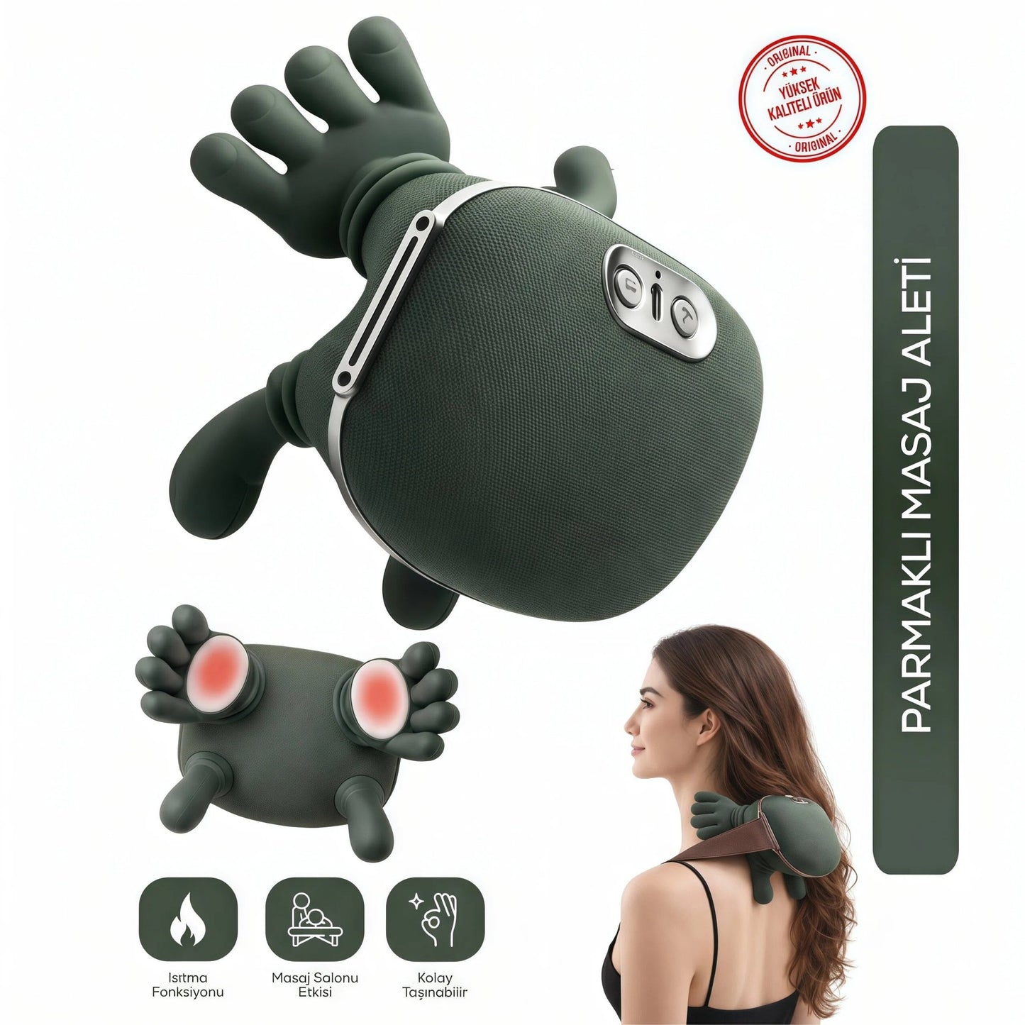 RahatZone® El Şeklinde Boyun - Omuz Masaj Aleti - Isı Özellikli - ZAEN®