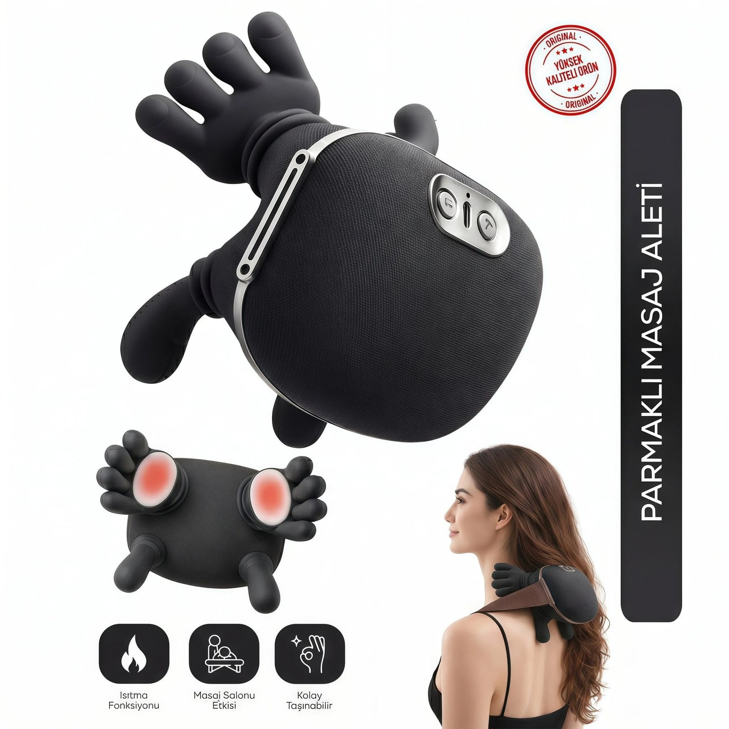 RahatZone® El Şeklinde Boyun - Omuz Masaj Aleti - Isı Özellikli - ZAEN®