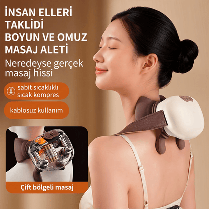 RahatZone® El Şeklinde Boyun - Omuz Masaj Aleti - Isı Özellikli - ZAEN®